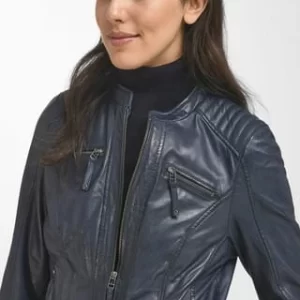 EMILIA LAY Lederjacke Aus Supersoftem Lammnappaleder MARINE 21