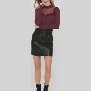 ONLY® Rock, Kunstleder, Rüschen, Für Damen 177911 BLACK 14