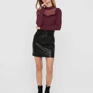ONLY® Rock, Kunstleder, Rüschen, Für Damen 177911 BLACK 18