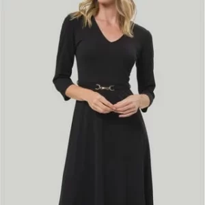 Zero Kleid, V-Ausschnitt, 3/4-Arm, Gürtel, Für Damen 9105 BLACK BEAUTY 20