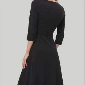 Zero Kleid, V-Ausschnitt, 3/4-Arm, Gürtel, Für Damen 9105 BLACK BEAUTY 22