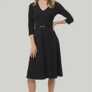 Zero Kleid, V-Ausschnitt, 3/4-Arm, Gürtel, Für Damen 9105 BLACK BEAUTY 24