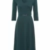 Zero Kleid, V-Ausschnitt, 3/4-Arm, Gürtel, Für Damen 5025 DARK SEA 17