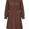 ONLY CARMAKOMA Kleid, Split-Neck, Bündchen, Für Damen 205430 CHERRY MAH 56