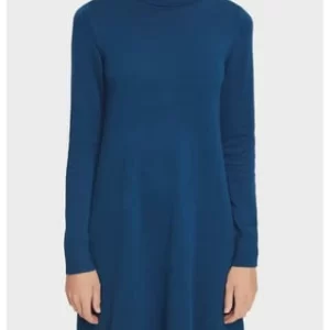 EDC Strickkleid, Rollkragen, Knielang, Für Damen C450 PETROL BLUE 12