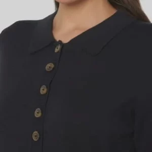 ESPRIT Strickkleid, Turn Down-Kragen, Für Damen E001 BLACK 16