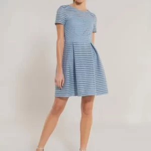 SWING Cocktailkleid, Ton-in-Ton-Streifen, Für Damen Hellblau 9