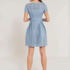 SWING Cocktailkleid, Ton-in-Ton-Streifen, Für Damen Hellblau 11