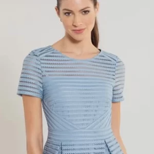 SWING Cocktailkleid, Ton-in-Ton-Streifen, Für Damen Hellblau 15