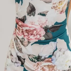 SWING Cocktailkleid, Floral-Dessin, Kurz, Für Damen 5301 Grün/ Bunt 14