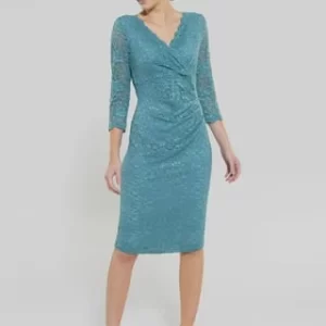 SWING Cocktailkleid, Kurz, V-Ausschnitt, Spitze, Wickeloptik, Für Damen 534 GRÜN 10