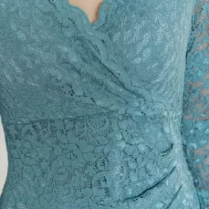 SWING Cocktailkleid, Kurz, V-Ausschnitt, Spitze, Wickeloptik, Für Damen 534 GRÜN 14