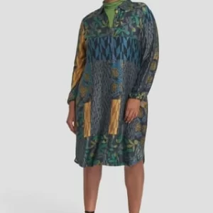 SAMOON Blusenkleid, Oversize, Knopfleiste, Für Damen 08102 NAVY GEMUSTE 8