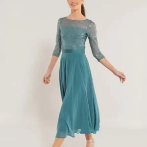 SWING Abendkleid, Midi-Länge, 3/4-Ärmel, Für Damen 530 GRÜN 10