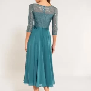 SWING Abendkleid, Midi-Länge, 3/4-Ärmel, Für Damen 530 GRÜN 12