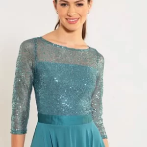 SWING Abendkleid, Midi-Länge, 3/4-Ärmel, Für Damen 530 GRÜN 18