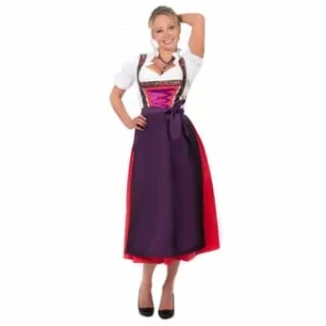 Edelnice Langes Dirndl 3-teilig Rot, Gold 8