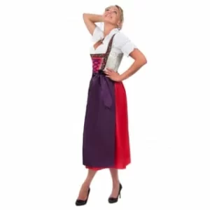 Edelnice Langes Dirndl 3-teilig Rot, Gold 10
